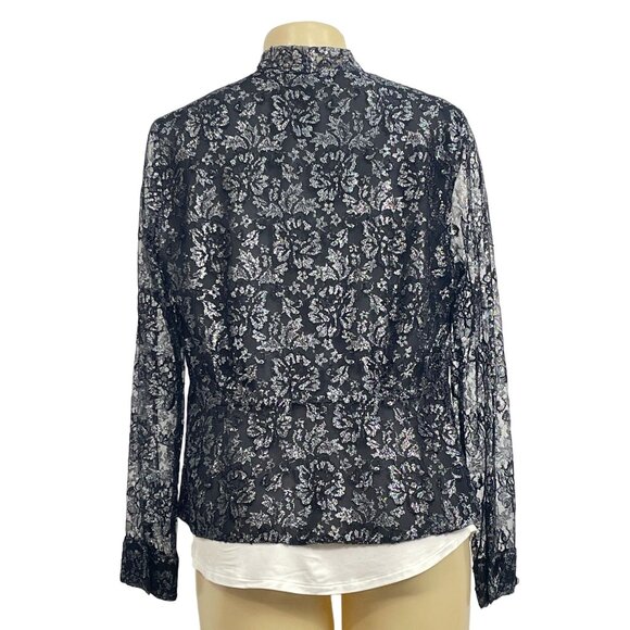 Jones New York Cardigan Girly Glam Black  Women's Sweater Sz 10 - Picture 2 of 8